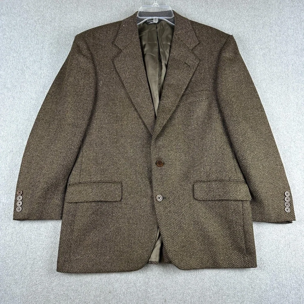 Vintage Southwick Blazer Mens 42R Brown Herringbone Wool Sport Coat Jacket USA